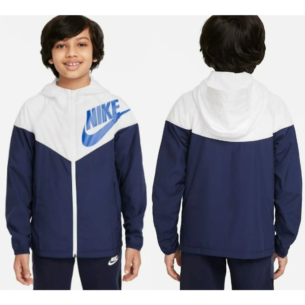 Nike Big Kid Boys Sportswear Windrunner Windbreaker Jacket Dark Navy/White Small